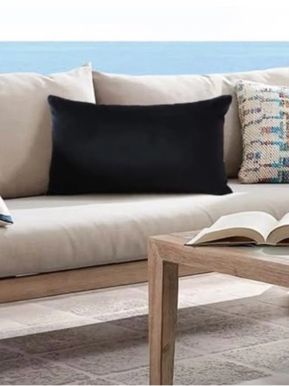 Solid Black Lumbar Pillow Cover